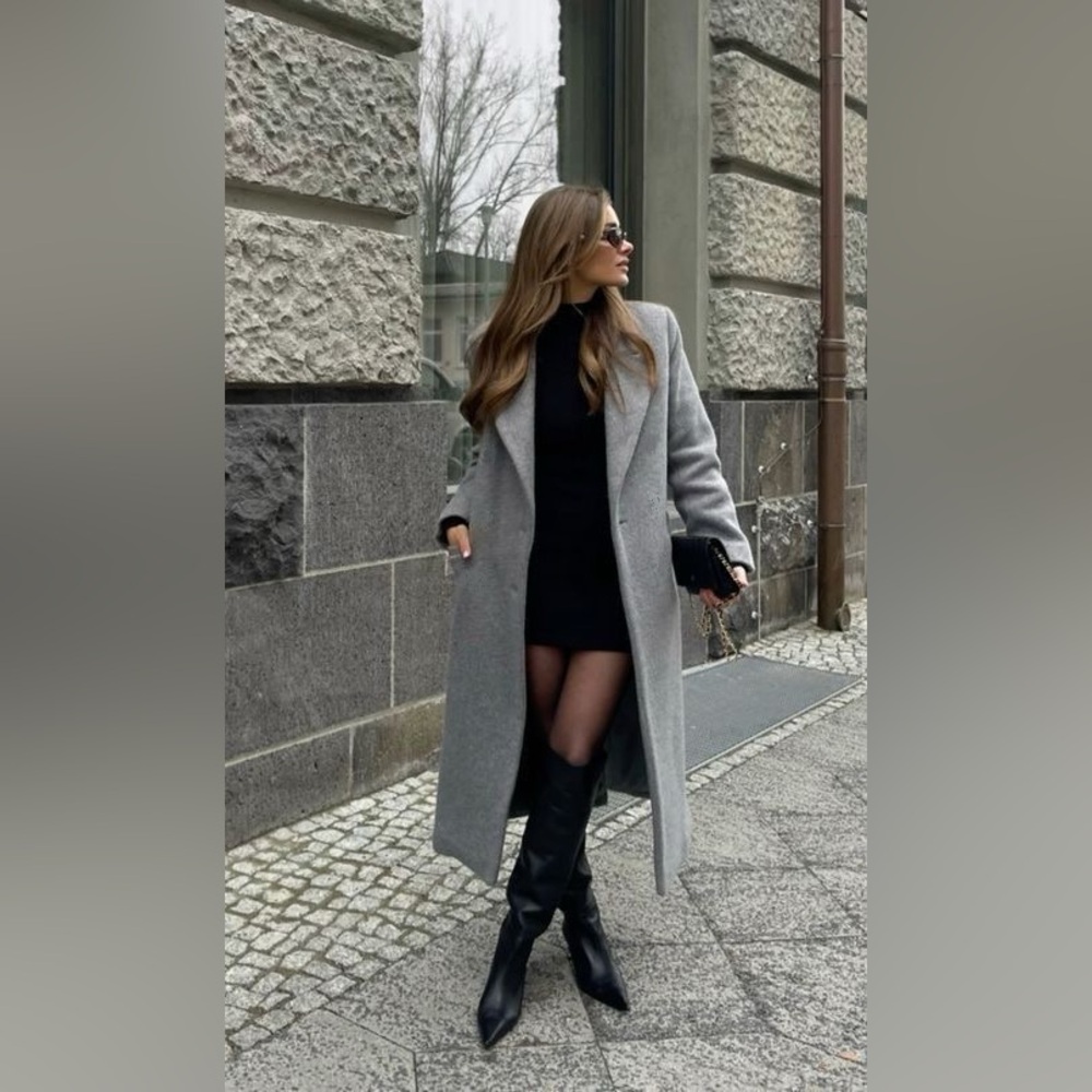Zara Gray Belted Coat
